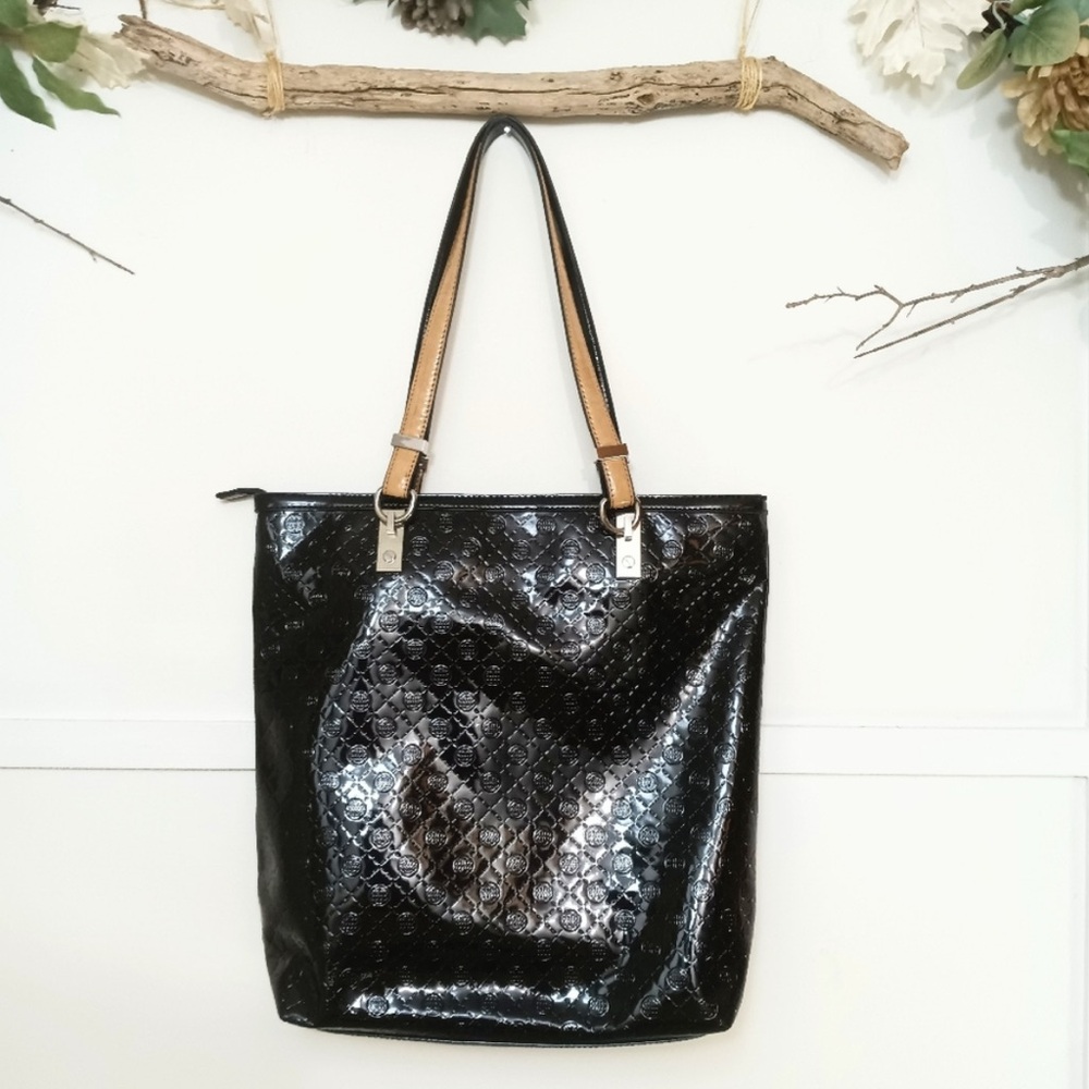 Dana Buchman Black and Tan Structured Tote